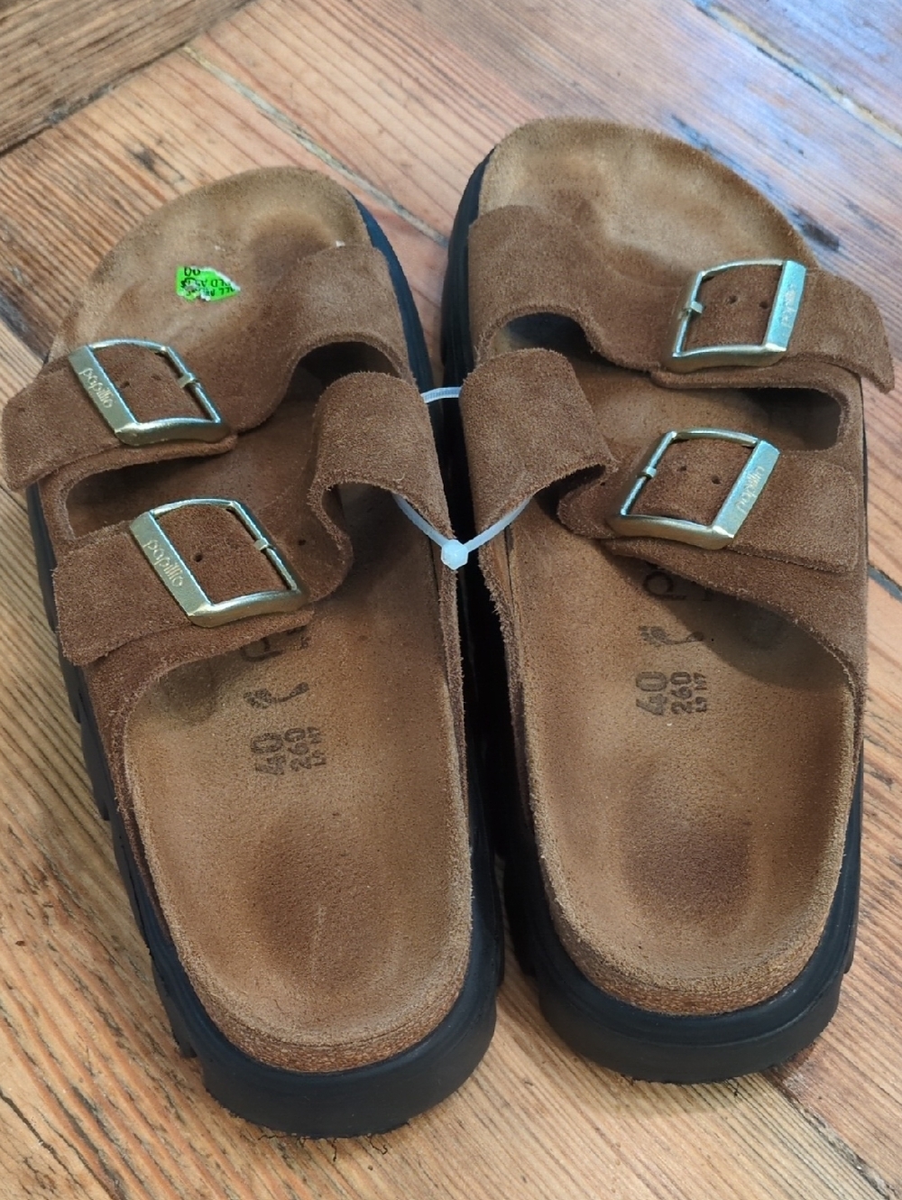 Birkenstock Brown Suede Two-Strap Platform Sandals